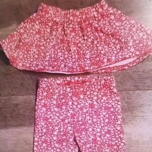 Pink Floral Skirt and Shorts Set